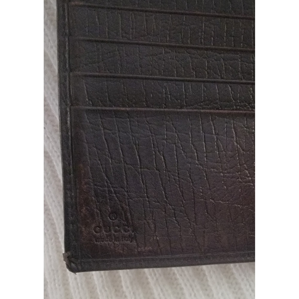 Gucci Vintage GG Supreme Sherry Line Web Bifold Wallet Brown Leather G Buckle - Picture 8 of 10